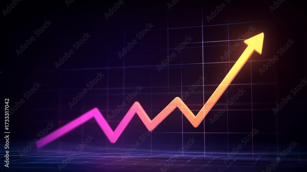 Naklejka premium Futuristic finance chart with upward arrow design