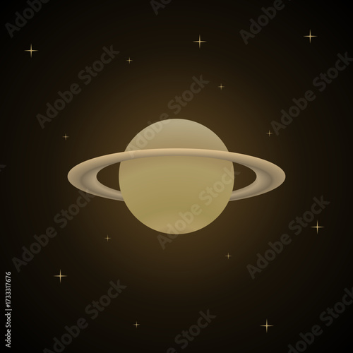 Saturn vector illustration on dark background.