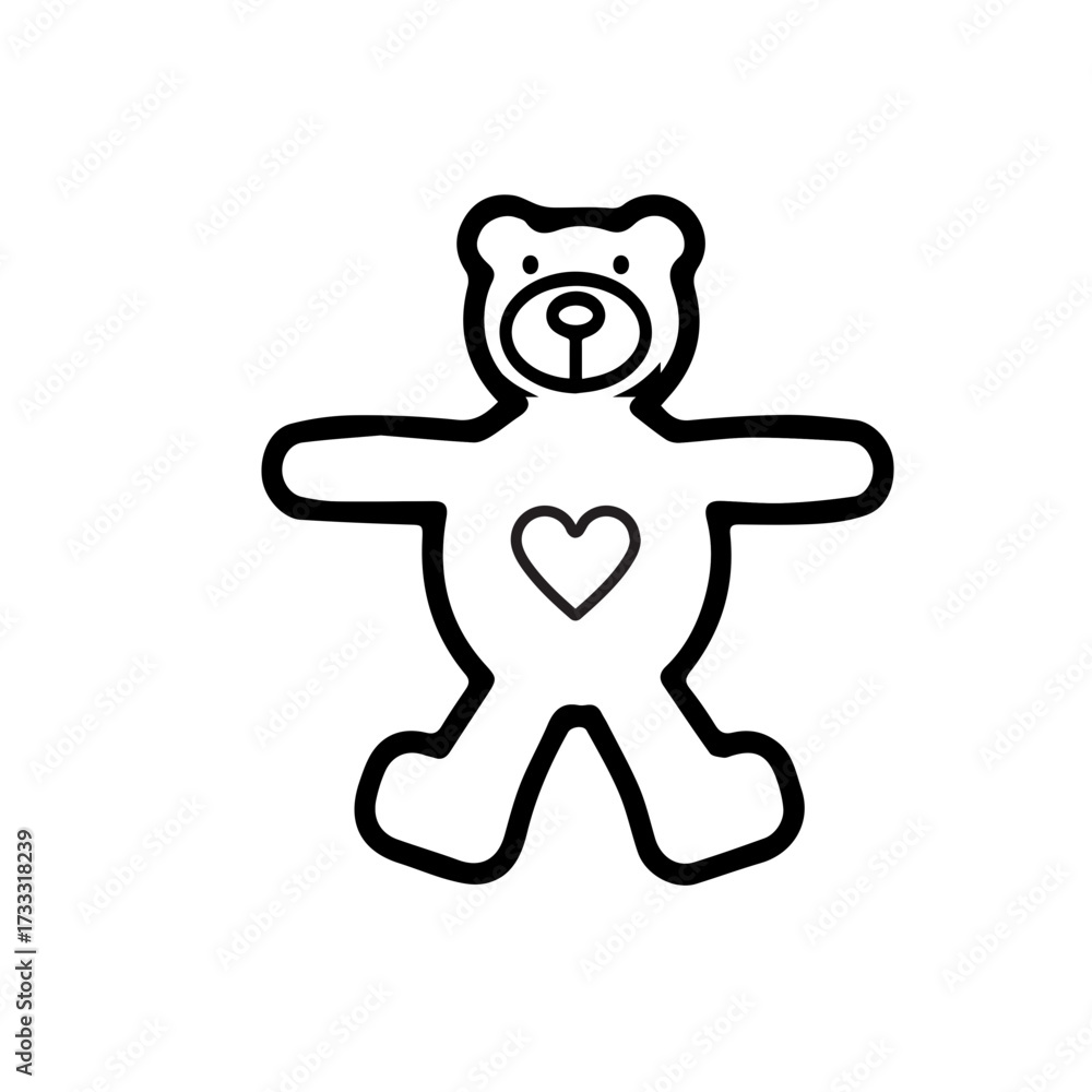 Fototapeta premium Cute Teddy Bear Outline Icon
