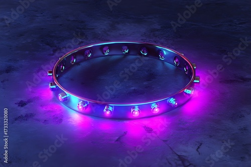 Modern Technetium Circlet Isolated on Neon Glow for Futuristic Accessories, Sci-Fi Fashion, and Unique Headwear Trends