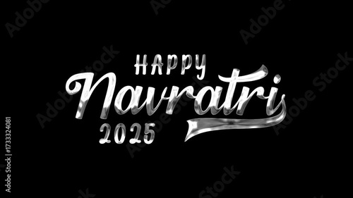Happy navratri 2025 text animation in Silver, perfect for festive social media posts, greetings, invitations, and banners.