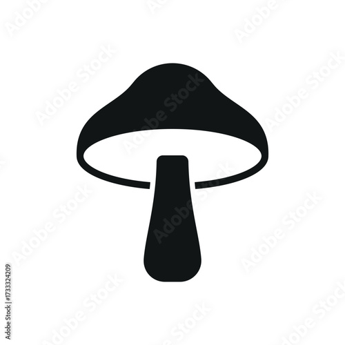Mushroom icon in filled glyph for vegan, ingredient, and herbal projects.