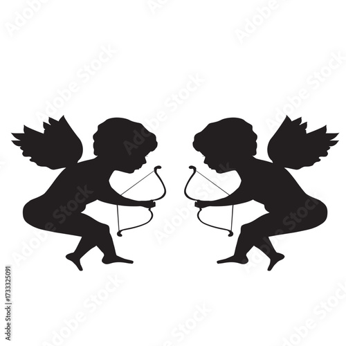 a silhouette of Cupid, a classical mythological figure