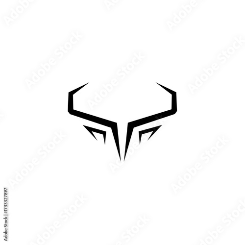 Minimalist abstract design resembling deer antlers or a stylized horned symbol. The sharp, clean black lines create a modern, bold, and powerful impression suitable for logos or emblems.