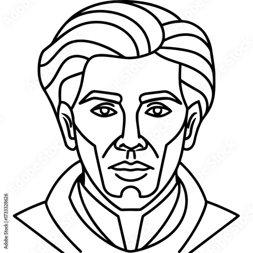 Vector cartoon portrait of an evil zombie man with a beard and bald head for a Halloween comic character illustration