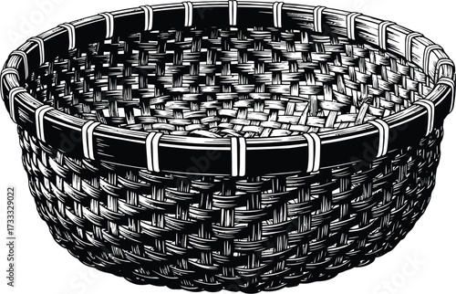 Woven basket, traditional container for storage and decorative purposes