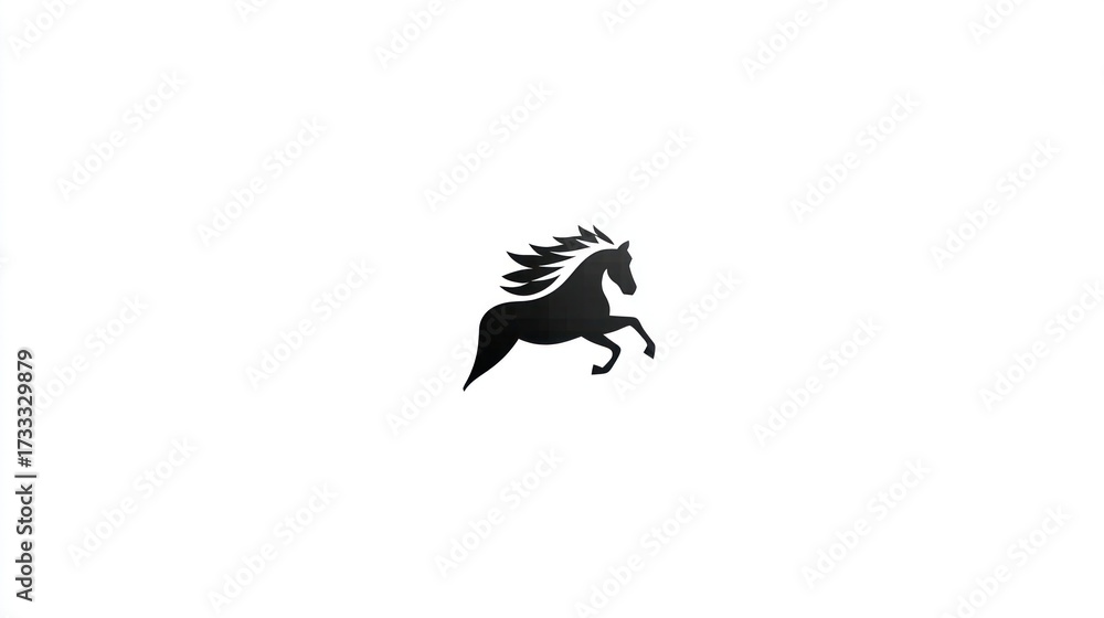 Obraz premium Silhouette of running horse on white background vector illustration