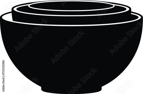 Black nested bowls, kitchenware, culinary preparation