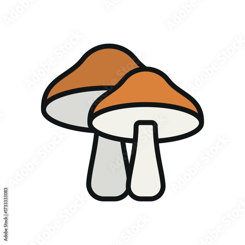 Mushroom icon in bold color outline for food, gourmet, and nutrition themes.