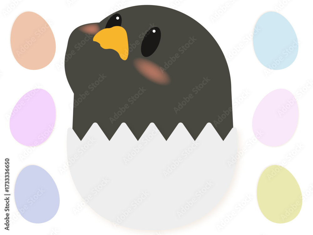 Φωτογραφία 卵からかえった黒ひよこのかわいいデザイン