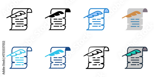 Historical documents icon set multiple style collection 
