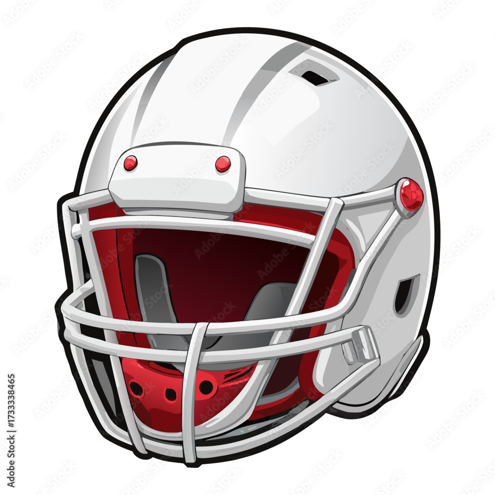 Fototapeta premium White American Football Helmet Front and Side View Isolated on Transparent Background.