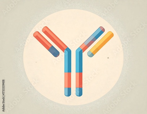 Stylized illustration of an antibody molecule in a circular frame