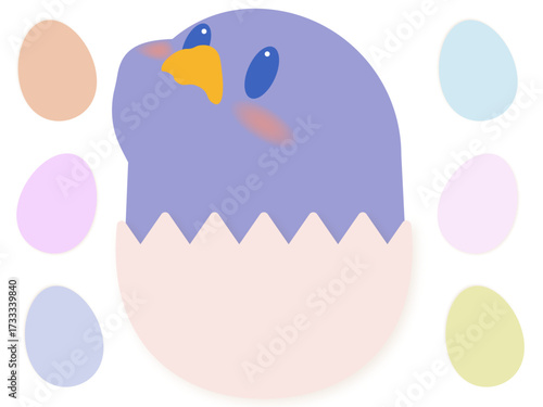 Cute Easter chick in broken eggshell design