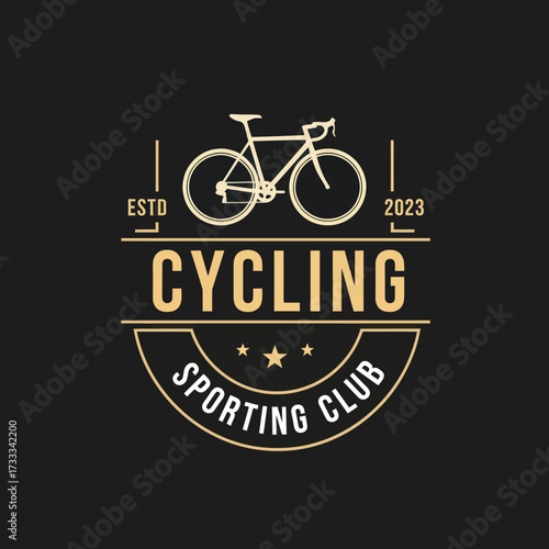 Elegant vintage cycling club logo featuring a bicycle illustration with text elements.