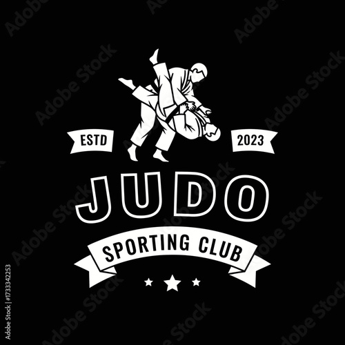 Judo club logo featuring two figures in a dynamic grappling throw, established in 2023.