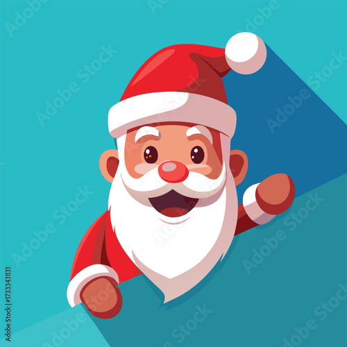 Smiling santa claus waving hello with festive holiday cheer
