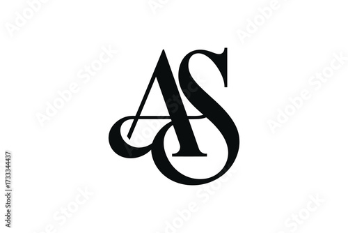 A stylized black and white logo featuring the letters a and s intertwined