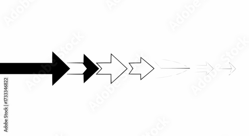Series of arrows showing progression and fading effect