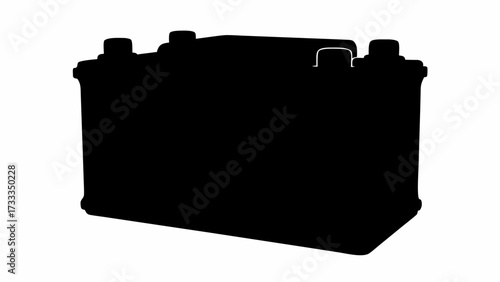Sleek black silhouette of a car battery, essential power source for vehicles, perfect for automotive, tech, or industrial designs