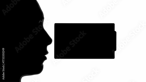 Introspective silhouette contemplates data presentation, a modern approach to information visualization and strategic planning.