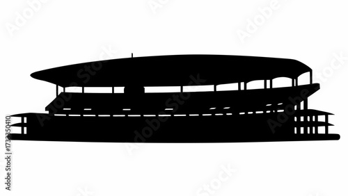 Iconic sports stadium silhouette captures the grand scale of athletic events and fan excitement, perfect for dynamic design projects.