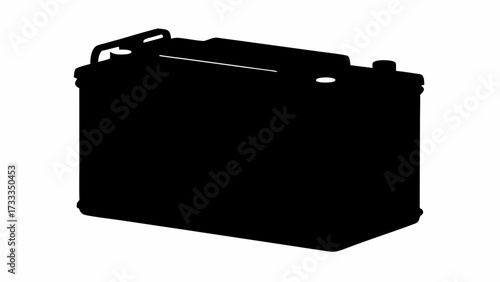 Sleek black silhouette of a car battery, a vital component for automotive power and vehicle operation