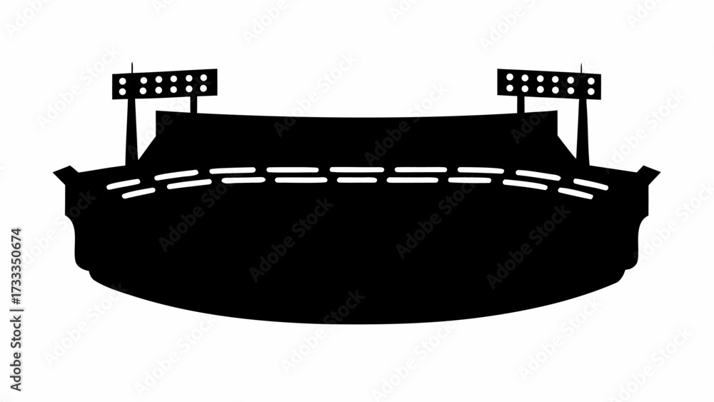 Obraz premium Iconic stadium silhouette with bright floodlights captures the essence of sports excitement and grand events.