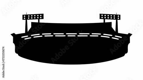 Iconic stadium silhouette with bright floodlights captures the essence of sports excitement and grand events.