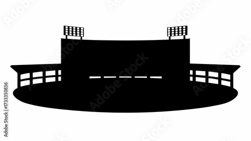 Iconic stadium silhouette captures the energy of live sports and grand events, perfect for dynamic event promotion and athletic branding.