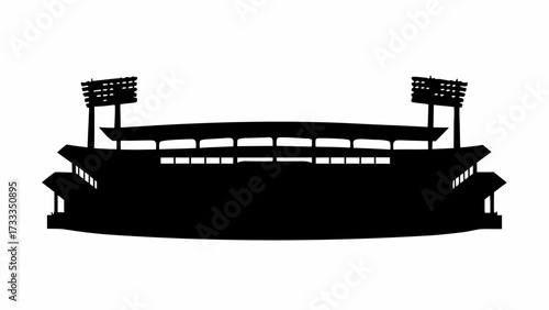 Iconic stadium silhouette with bright lights illuminates nighttime sports events and celebrations