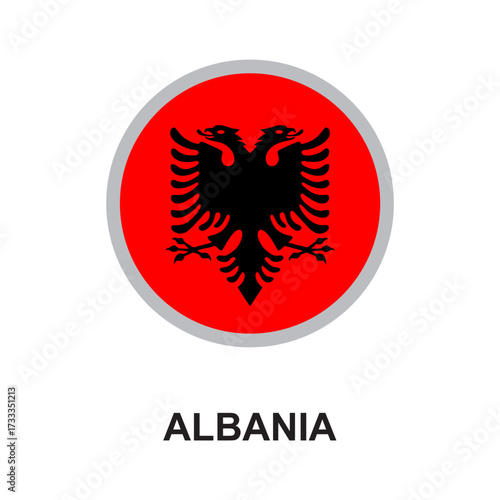 albania national flag circular vector design