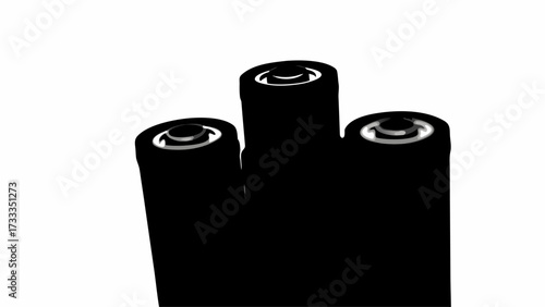 Power Up Your Project: Three Black Batteries Ready to Energize Your Designs, Perfect for Technology, Sustainability, and Modern Energy Concepts