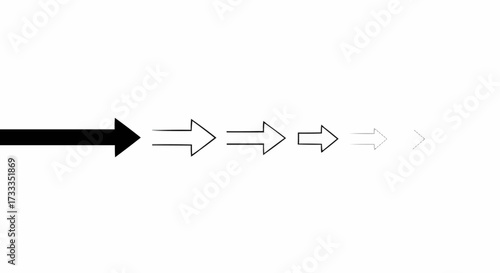 Series of arrows showing progression from solid black to fading outline