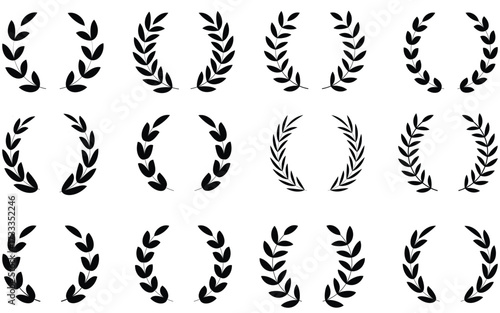 Heart and Laurel Wreath Vector Collection – Romantic Love Symbols, Valentine Icons, Vintage Award and Champion Badge Design Set