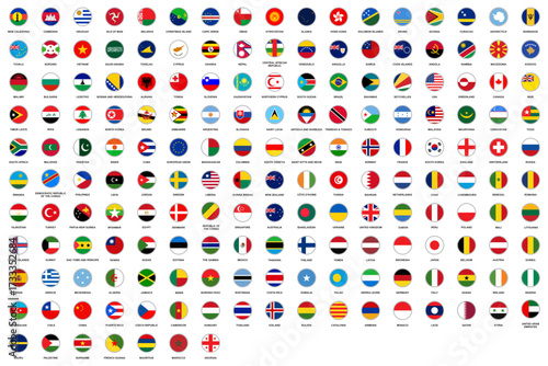 Set of all national flags of the world circular vector design