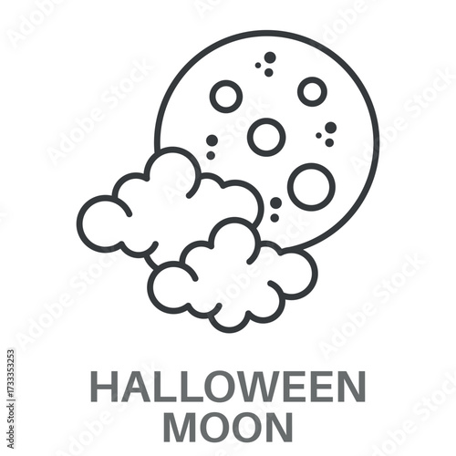 Halloween Moon Outline Concept Simple Style Design Vector