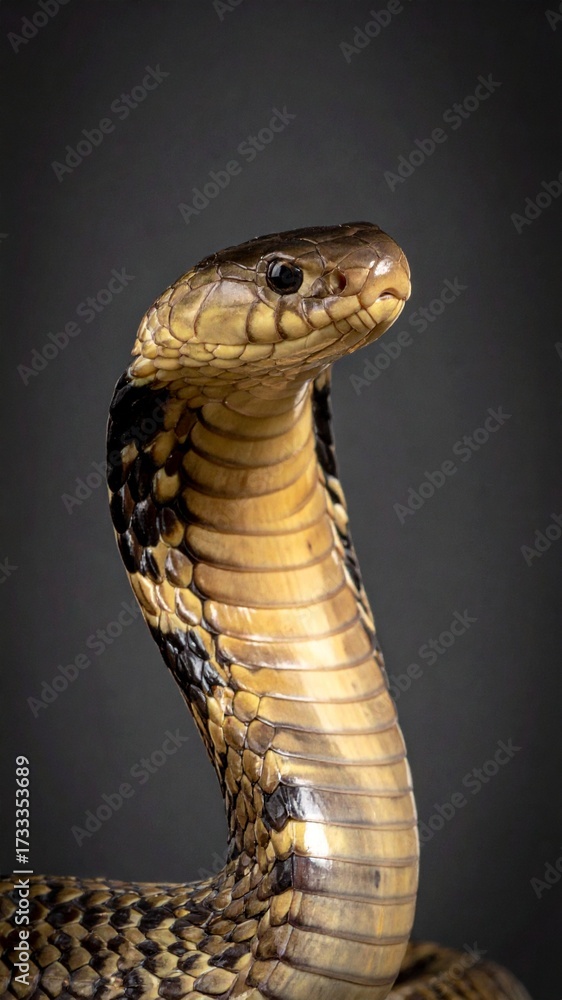 Fototapeta premium Majestic Cobra Portrait on Dark Background
