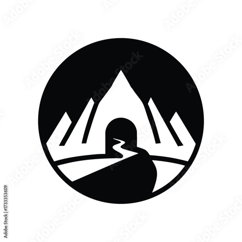 Hiking Cave Icon Vector Illustration