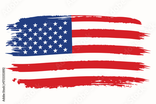 Distressed American Flag Grunge Style US Flag with Brush Stroke Texture