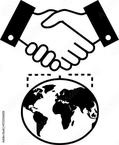 Global business partnership handshake vector illustration concept for a successful agreement