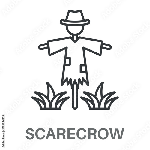 Scarecrow Outline Concept Simple Style Design Vector