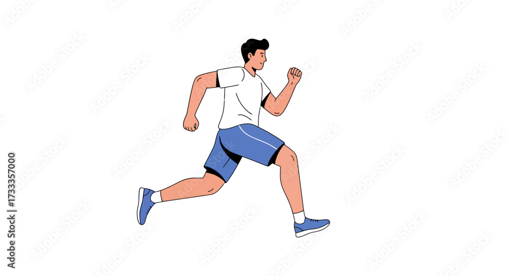 Fototapeta premium Dynamic Illustration of a Man Running with Energy, Ideal for Health, Fitness, and Active Lifestyle Campaigns and Sports-Related Marketing