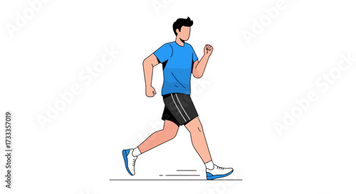 Minimalist illustration of a man jogging for fitness and well-being, applicable for health and wellness campaigns or sports-related educational content.