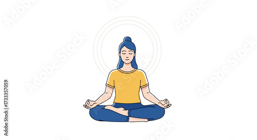 Serene Woman Meditating in Lotus Position with Peaceful Aura, Ideal for Wellness, Mindfulness, and Mental Health Campaigns