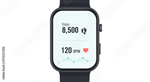Smartwatch Displaying Health Metrics for Fitness Tracking and Well-being Monitoring, Ideal for Promoting Wearable Technology and Health-Conscious Lifestyles