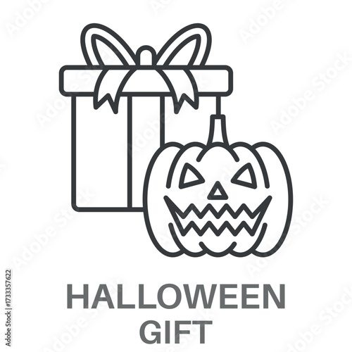 Halloween Gift Outline Concept Simple Style Design Vector