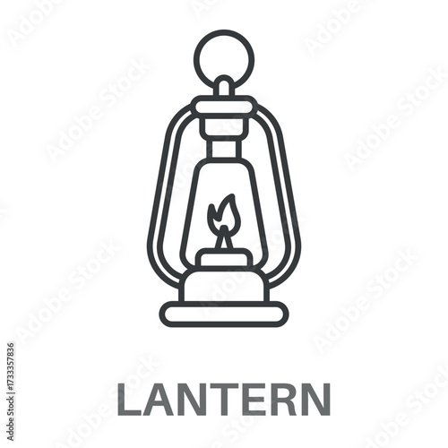 Latern Outline Concept Simple Style Design Vector