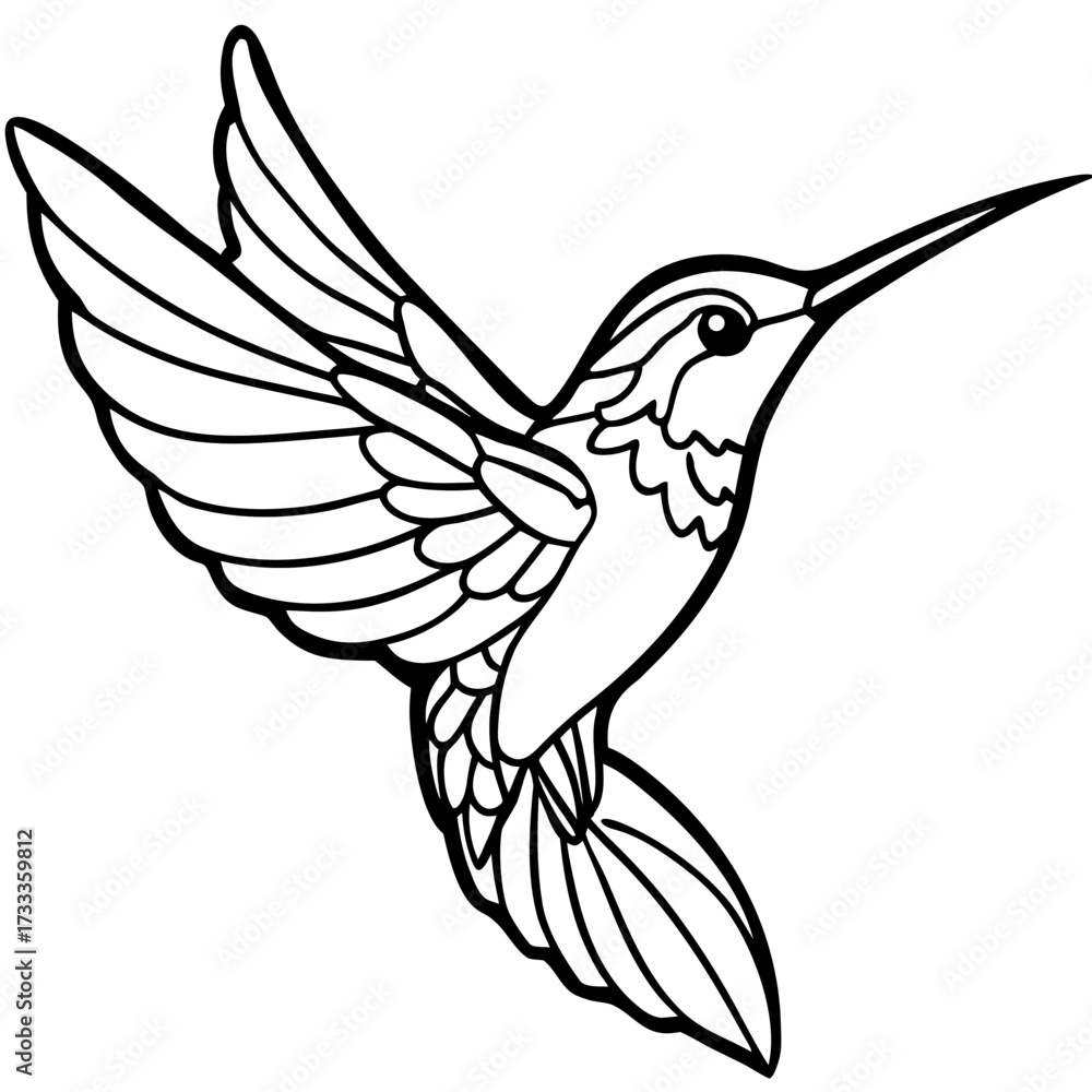 Fototapeta premium Vector illustration of a hummingbird and flower with wings, a symbol of freedom and nature