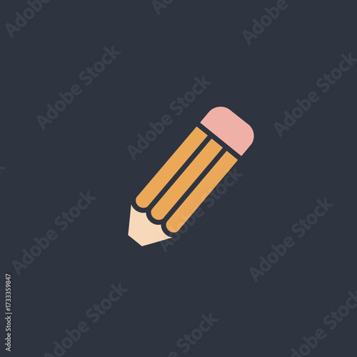 Clean vector illustration of a classic wooden pencil with an eraser, ideal for symbolizing education, creativity, design, and authorship in various digital applications and visual projects
